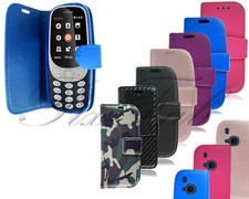 Pour Nokia 3310 Étui, Slim Cuir Portefeuille Magnétique Clapet Pied Luxe Coque