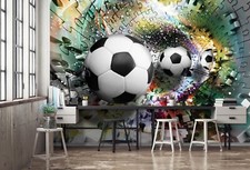 Papier Peint Pour Enfants Mural De Mur De Footballs Puzzle Facile À Appliquer