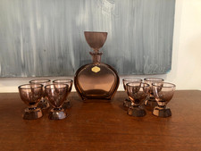 ÉLÉGANT  SERVICE A LIQUEUR EN CRISTAL DE BOHÈME, TCHÉCOSLOVAQUIE,  ART DÉCO