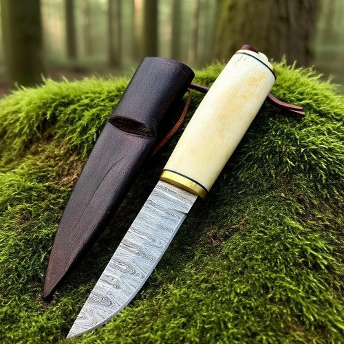 Handmade damascus steel puukko - handmade,