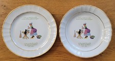 lot de deux assiettes pour enfant bébé porcelaine Limoges BERNARDAUD / chat noir