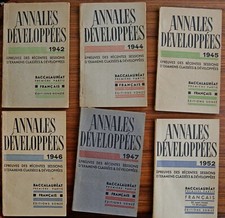 Annales développées Baccalauréat Français éditions SONZE Années 1942 à 1952