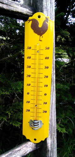 Yellow enamel thermometer - yellow,