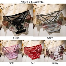 Culotte femme taille basse confortable avec motif dentelle creuse respirante