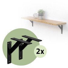 Lot de 4 équerres d'étagère suspendue support mural en aluminium noir 180x180 mm