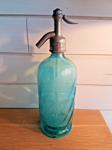 Ancien siphon torsadé bleu - siphon,