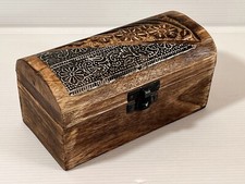 ❤️ Ancienne  boite coffre   en Bois Décor sculpté    Bijoux Cartes ...  FEV10G