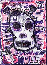 Tableau tatoo Hard Rock Tête crâne skull Street Art 21x30cm/papier signé S.Dez