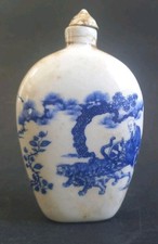Tabatière chinoise Blanc Tigre Porcelain Snuff Bottle Tiger Chinese Mark  