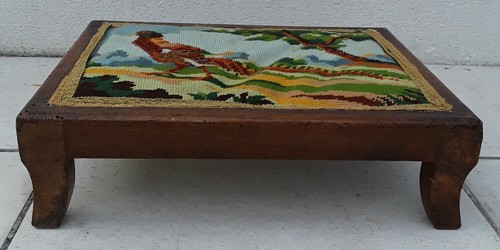 Ancien repose pieds bois - ancien,