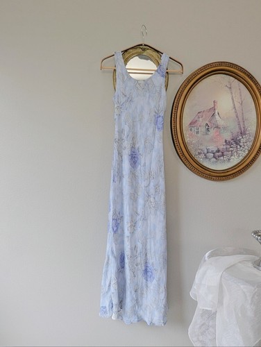 Vintage light blue floral - floral, maxi