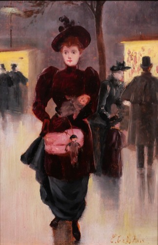 Tableau signé ancien femme - tableau,