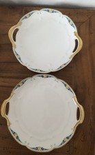 Paire de 2 plats de service ou à gâteau en porcelaine de Limoges Frank Haviland