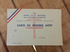 carte membre actif amicale de la résistance région Romorantin années 1940