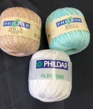 3 PELOTES DE COTON PERLE 5 blanc jade et chanvre Neuves