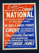 Affiche ancienne originale cirque national , vintage CIRCUS POSTER