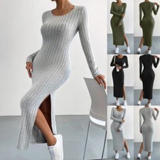 Robe Pull À Manches Longues En Tricot Épais Pour Femmes Haut Long /