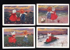 SUNBONNET THE 4 SEASONS - LOT 4 POSTCARDS 1910/13 - AMERICAN PC ULLMAN - ref 12