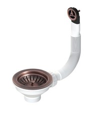 Bonde en cuivre Ø114 pour trou d'évier Ø90 avec trop-plein L.B. PLAST D670-70-CO