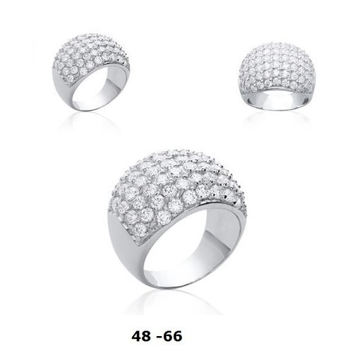 Grosse bague rhodié t58 pavé - grosse,