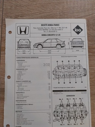 Honda concerto lxi fiche - 1.5,