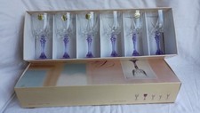 Six Verres A Vin Cristal d'Arques Modèle Auteuil Lilas Dans Boîte D'origine 18cl