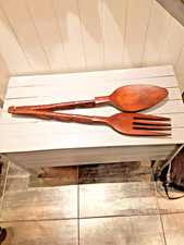 CUILLERE ET FOURCHETTE EN BOIS VINTAGE