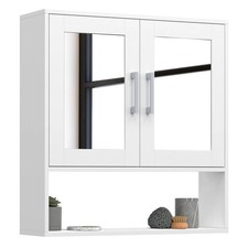 Meuble de rangement suspendu avec miroir pour salle de bain WALDO blanc