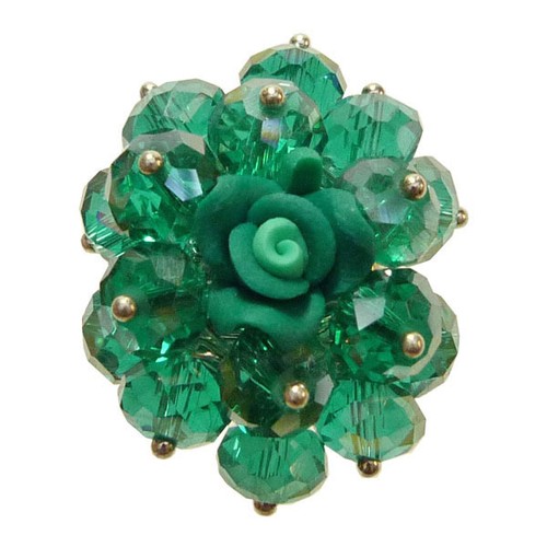 Bague cristal facette - , vert
