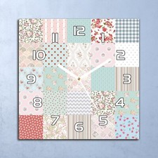 Horloge Murale Design En Verre 30x30 Patchwork chambre Vintage le style