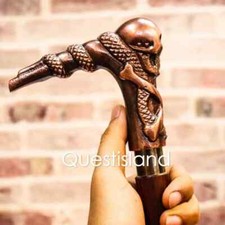 Canne Pliante Victorienne En Bois Avec Poignée Fantôme Collectible Pour Homme