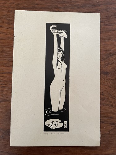 Woodblock print art deco - art,