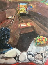 Très Belle Peinture Carton Femme Nu Nue Erotisme Cubisme Art Atelier 2004