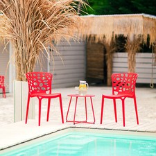 2 Chaises de jardin bistrot en rouge chaise design empilable cuisine Homestyle4u