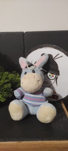 Plush donkey sitting blue - donkey,