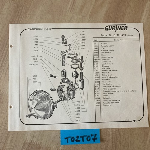 Gurtner carburateur d10d - carburateur, 494