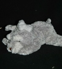 ?Peluche Doudou Chien  KIMBALOO La Halle Gris Blanc 22 Cm De Long Couché TTBE