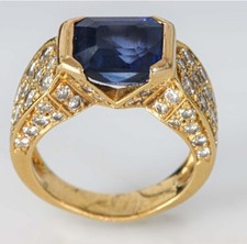 Chevalière Or 18k Saphir Diamant 