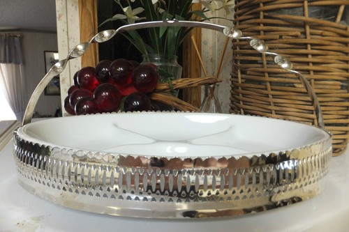 Porcelain relish dish metal - porcelain,