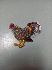 superbe broche coq  métal