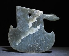 8.5CM Chinese Dynasty Natural Hetian Jade Carve Axe Hatchet Amulet Pendant