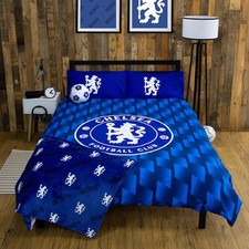 Chelsea FC Géométrique Double Housse Couette & D'Oreiller Officiel Club Crest