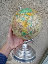 MAPPEMONDE CARTON PIED MÉTAL 1950 GIRARD BARRÈRE THOMAS GLOBE TERRESTRE