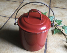 ANCIENNE GAMELLE RONDE TÔLE ÉMAILLÉE / CANTINE AVEC COUVERCLE ANNEES 40 BORDEAUX