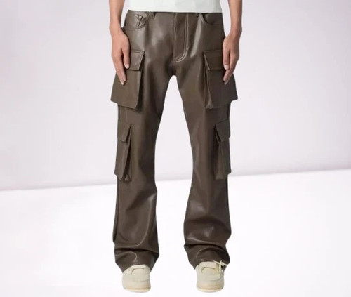 Pantalon cargo cuir marron - en,