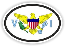 AMÉRICAIN Virgin Islands Pays Code Ovale Drapeau Autocollant / Étanche