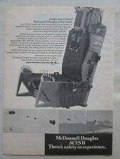 9/1975 PUB MCDONNELL DOUGLAS ACES II EJECTION SEAT SIEGE EJECTABLE ORIGINAL AD