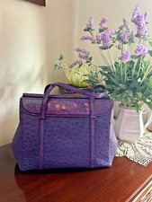 🙂 Sac à bandoulière avec miroir violet Giorgia R. peinture et peau d'autruche