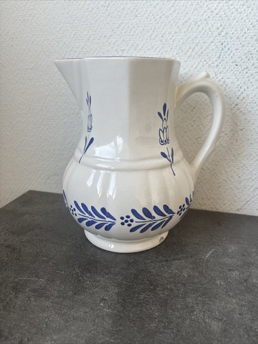 Ancien pichet blanc bleu - pichet,