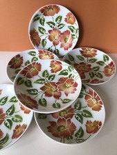 6 assiettes creuses Moulin Des Loups Ontario fleurs orange